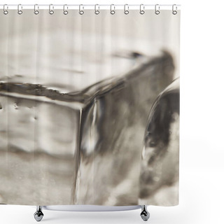 Personality  Close Up View Of Pure Wet Textured Ice Cubes Shower Curtains