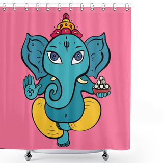 Personality  Golden Ganapati Meditation In Lotus Pose Shower Curtains