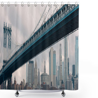 Personality  Scenic View Of Skyscrapers And Manhattan Bridge In New York City, Banner Shower Curtains