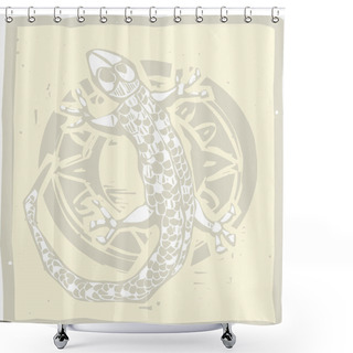 Personality  Gecko Circle Shower Curtains