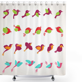 Personality  Set Of Birds Icons Shower Curtains