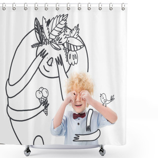 Personality  Cute Little Boy With Mythical Hero Shower Curtains