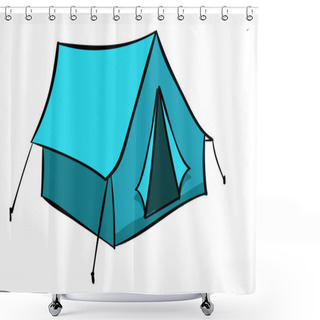 Personality  Blue Tent, Illustration, Vector On White Background. Shower Curtains