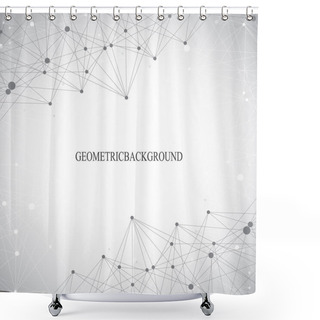 Personality  Geometric Grey Background Molecule And Communication . Connected Lines With Dots. Vector Illustration Shower Curtains