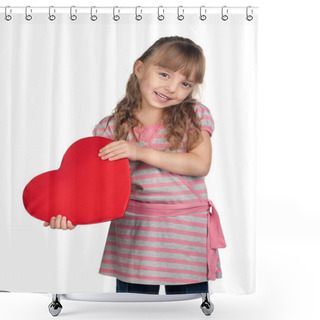Personality  Little Girl With Red Heart Shower Curtains