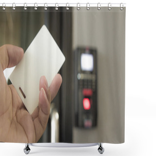 Personality  Finger Scanner On The Scanner Glass By Card. Shower Curtains
