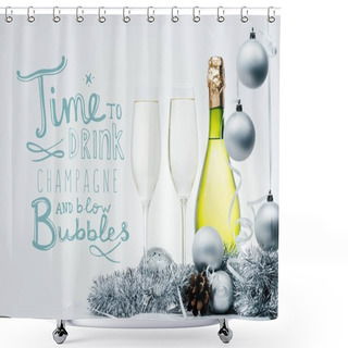 Personality  Bottle Of Champagne And Wineglasses Shower Curtains