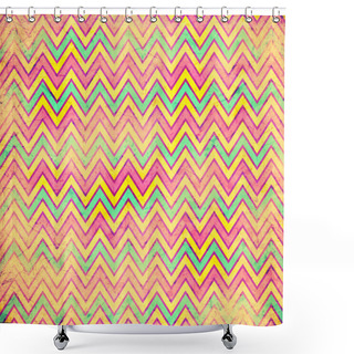 Personality  Grunge Background With Zigzag Pattern Shower Curtains