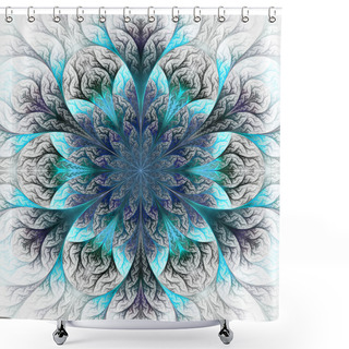 Personality  Beautiful Fractal Flower In Blue And Gray. Computer Generated Gr Shower Curtains