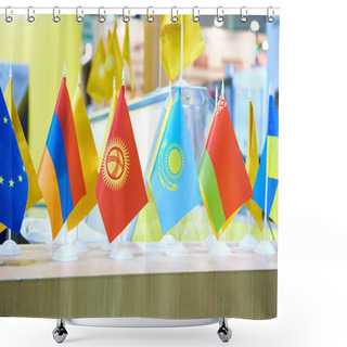 Personality  Flags Of Eurasian At Business Exhibition Shower Curtains
