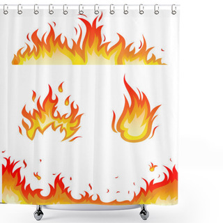 Personality  Vector Set: Fire Flames - Collage Shower Curtains