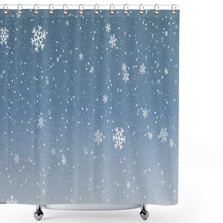 Personality  Snowflake Background. Falling Snow. Vector Shower Curtains