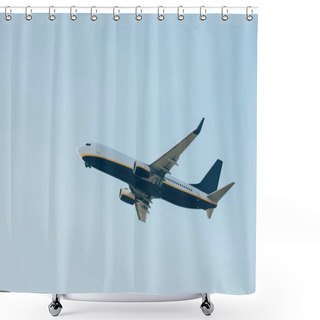 Personality  Commercial Jet Liner Taking Off In Blue Sky Shower Curtains