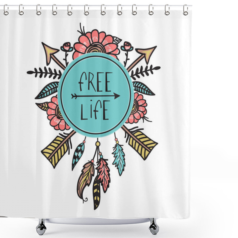 Personality  Ethnic Arrows With Feathers And Flowers. Shower Curtains