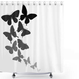 Personality  Background With A Border Of Butterflies Flying Shower Curtains