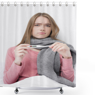 Personality  Sick Girl With Thermometer Shower Curtains