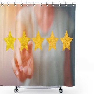 Personality  Businesswoman Rating With Hand Drawn Stars  Shower Curtains