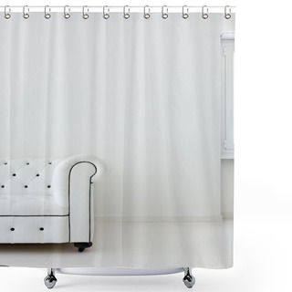 Personality  Leather Sofa In White Room Shower Curtains