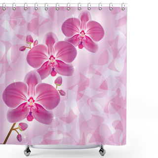 Personality  Invitation Or Greeting Card With Orchid In Grunge Style Shower Curtains