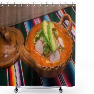 Personality  Typical Mexican Antojito Served In A Clay Dish Shower Curtains