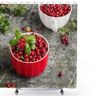 Personality  Fresh Cranberry Or Cowberry, Lingonberry Top View Shower Curtains