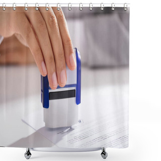 Personality  Close-up Of Person's Hand Approving Contract Form Shower Curtains