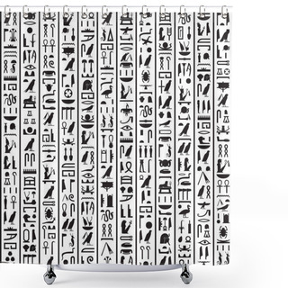 Personality  Hieroglyphs Of Ancient Egypt Black Vertical Shower Curtains