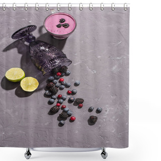 Personality  Berries Smoothie In Glass With Blueberries Shower Curtains