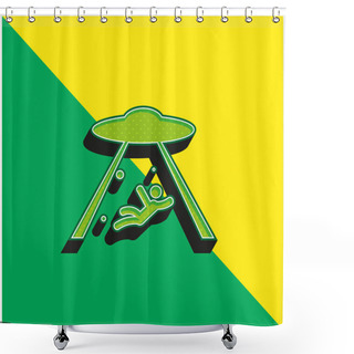 Personality  Abduction Green And Yellow Modern 3d Vector Icon Logo Shower Curtains