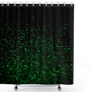 Personality  Blurred Abstract Green Glitter Confetti Sparkles On Black Background. Shower Curtains