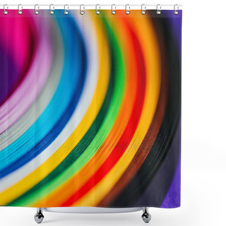 Personality  Close Up Of Colored Bright Quilling Paper Stripes On Purple Shower Curtains