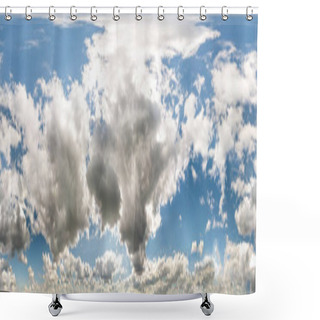 Personality  Seamless Cloudy Blue Sky Hdri Panorama 360 Degrees Angle View With Zenith And Beautiful Clouds For Use In 3d Graphics As Sky Dome Or Edit Drone Shot Shower Curtains
