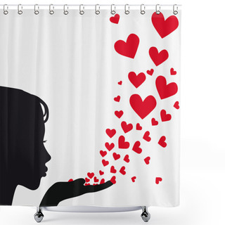 Personality  Silhouette Woman Blowing Heart Shower Curtains