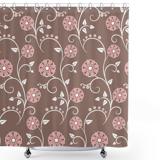 Personality  Seamless Pattern With Pink Flowers Shower Curtains