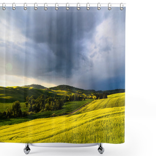 Personality  Sunset View Of Pienza Shower Curtains