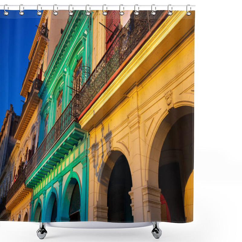Personality  Scenic Colorful Old Havana Streets In Historic City Center (Havana Vieja) Near Paseo El Prado And Capitolio Shower Curtains