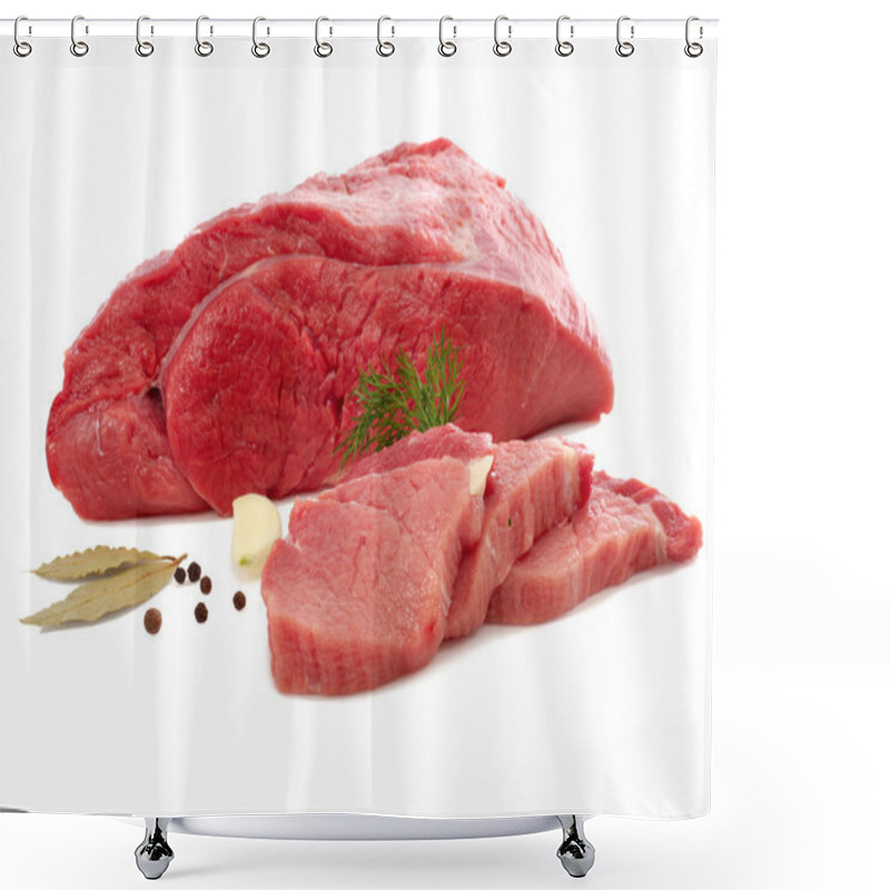 Personality  Fresh Beef On White Background Shower Curtains