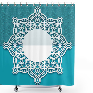 Personality  Round Wedding Card With Cutout Lace Border Shower Curtains