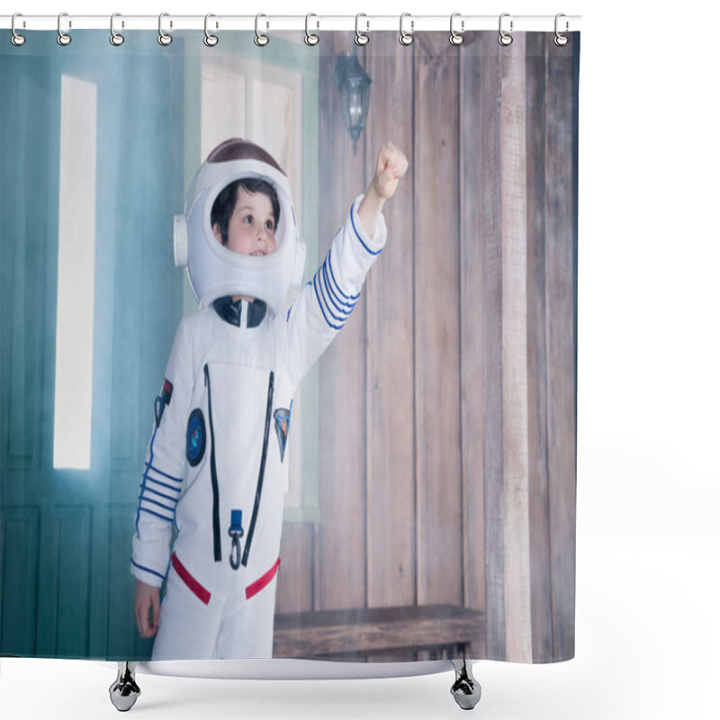 Personality  Boy In Astronaut Costume  Shower Curtains