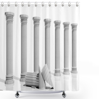 Personality  Ancient Marble Pillars In A Row Isolated On White Shower Curtains