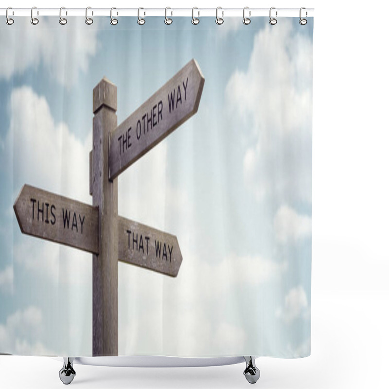 Personality  Which way to go road sign shower curtains