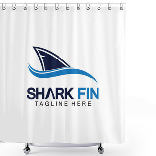 Personality  Shark Fin Logo Vector Illustration Design Template.Shark Logo Template-Vector Illustration Shower Curtains