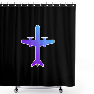 Personality  Aeroplane With Propellers Blue Gradient Vector Icon Shower Curtains