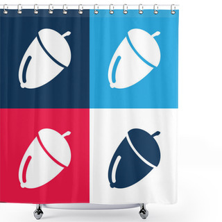 Personality  Acorn Blue And Red Four Color Minimal Icon Set Shower Curtains