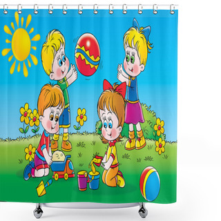 Personality  Children Playing Outdoors Shower Curtains