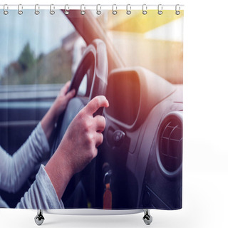 Personality  Driving Car On Street In Autumn Shower Curtains