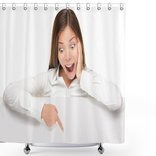 Personality  Advertising Banner Sign - Woman Excited Shower Curtains