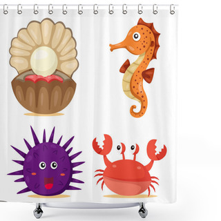 Personality  Illustrator Of Sea Animl Shower Curtains