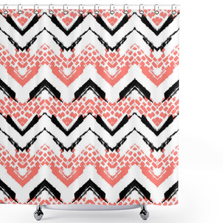 Personality  Chevron Hand Painted Vector Seamless Pattern Shower Curtains