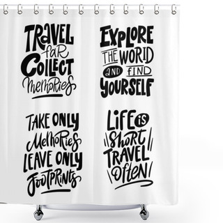 Personality  Set Lettering Quotes For Travel. Lettering Inspiring Typography Poster. Vector Illustration. Shower Curtains